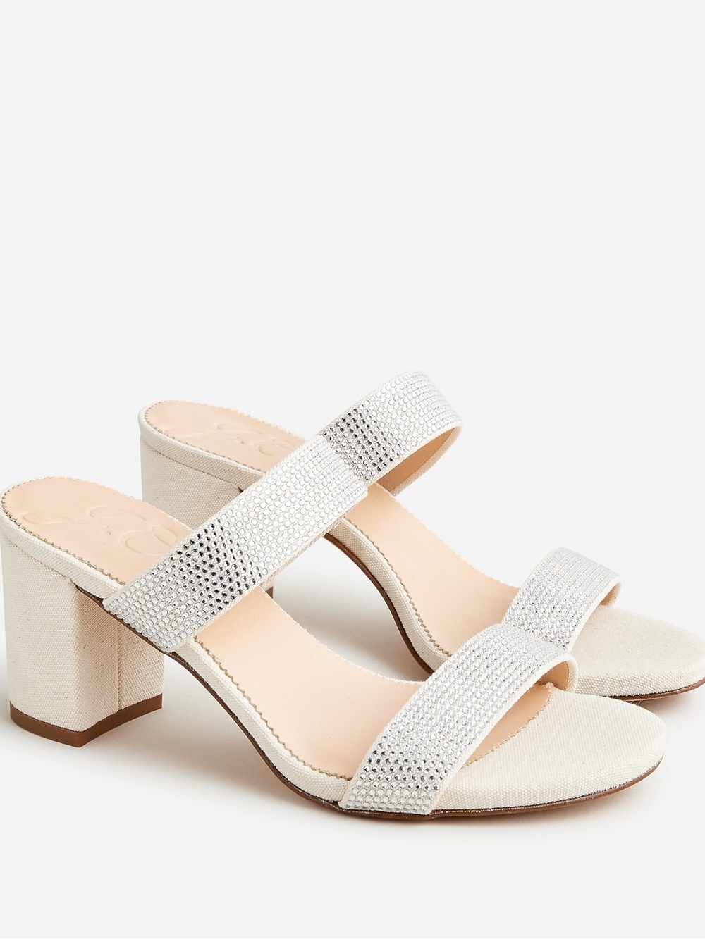 J. Crew Lucie Double-Strap Block-Heel Sandals with Crystals